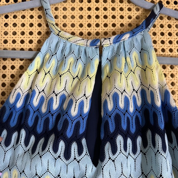 NWT Ramy Brook Halter Neck Leona Dress Smocked Waist Zigzag Knit Size XL - Picture 7 of 9